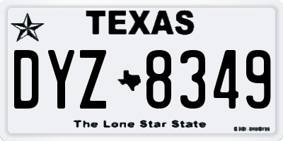 TX license plate DYZ8349