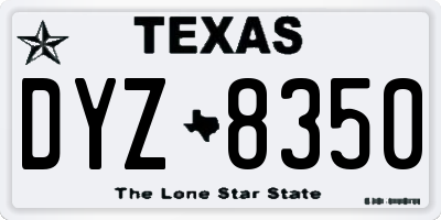 TX license plate DYZ8350