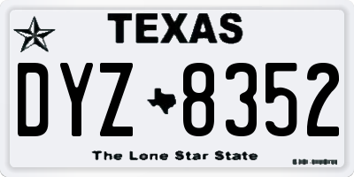 TX license plate DYZ8352