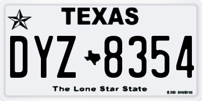 TX license plate DYZ8354