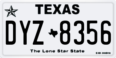 TX license plate DYZ8356