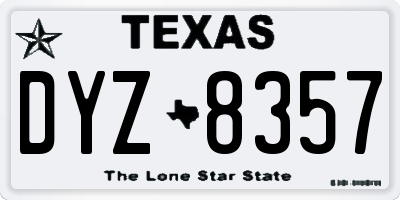 TX license plate DYZ8357