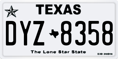 TX license plate DYZ8358