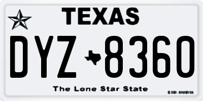 TX license plate DYZ8360