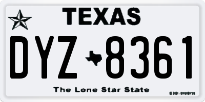 TX license plate DYZ8361