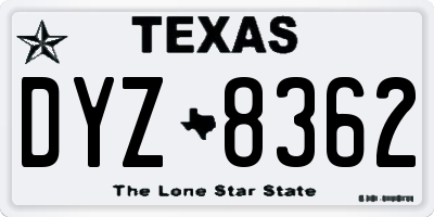 TX license plate DYZ8362
