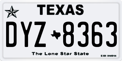 TX license plate DYZ8363