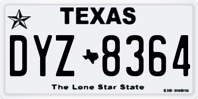 TX license plate DYZ8364