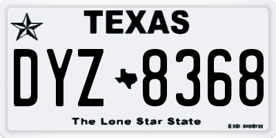 TX license plate DYZ8368