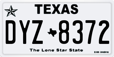 TX license plate DYZ8372