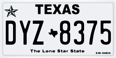 TX license plate DYZ8375
