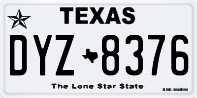 TX license plate DYZ8376