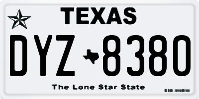 TX license plate DYZ8380
