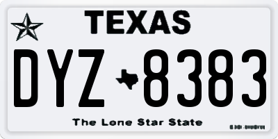 TX license plate DYZ8383