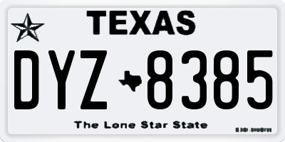 TX license plate DYZ8385