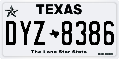 TX license plate DYZ8386