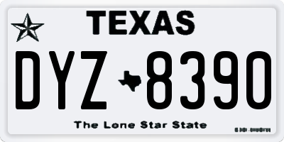 TX license plate DYZ8390