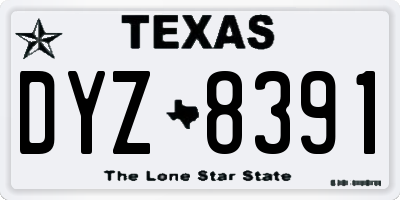 TX license plate DYZ8391