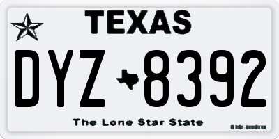TX license plate DYZ8392