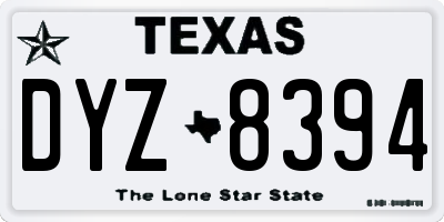 TX license plate DYZ8394