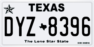 TX license plate DYZ8396
