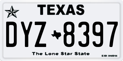 TX license plate DYZ8397