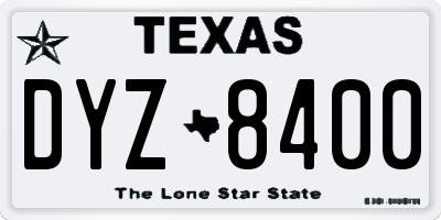 TX license plate DYZ8400