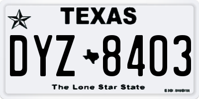 TX license plate DYZ8403