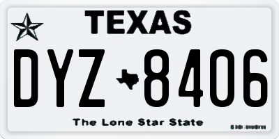 TX license plate DYZ8406