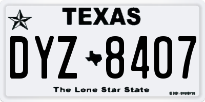 TX license plate DYZ8407