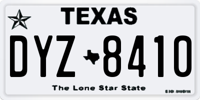 TX license plate DYZ8410
