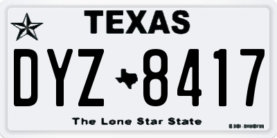 TX license plate DYZ8417