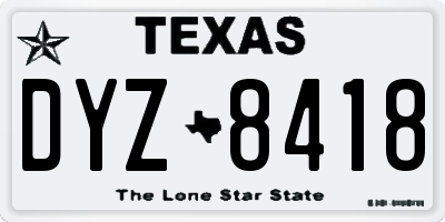 TX license plate DYZ8418