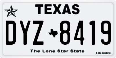 TX license plate DYZ8419