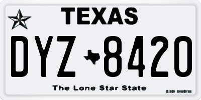 TX license plate DYZ8420