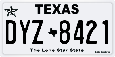 TX license plate DYZ8421