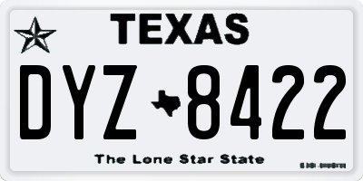 TX license plate DYZ8422