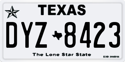 TX license plate DYZ8423