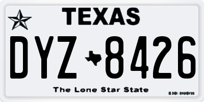 TX license plate DYZ8426