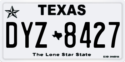 TX license plate DYZ8427
