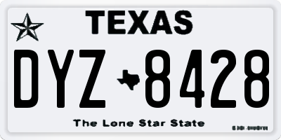 TX license plate DYZ8428
