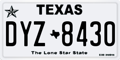 TX license plate DYZ8430