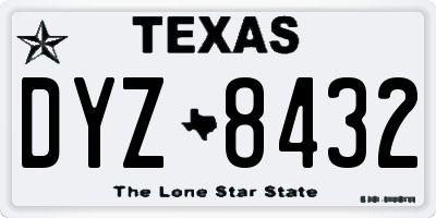 TX license plate DYZ8432