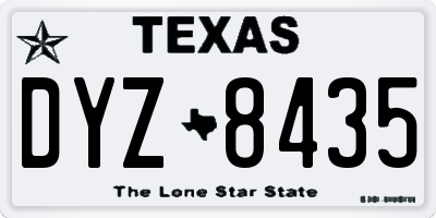 TX license plate DYZ8435