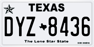 TX license plate DYZ8436