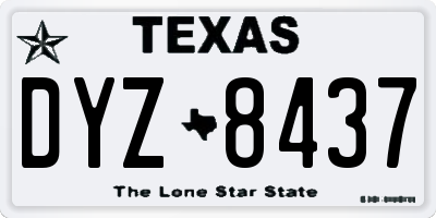 TX license plate DYZ8437
