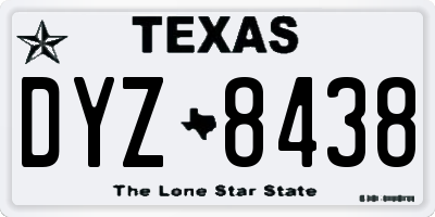 TX license plate DYZ8438