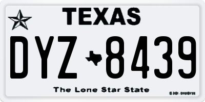 TX license plate DYZ8439