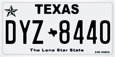 TX license plate DYZ8440