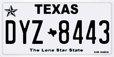 TX license plate DYZ8443